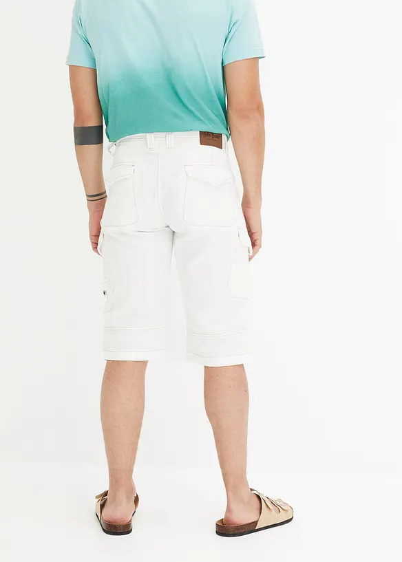 Bermuda cargo lunghi elasticizzati in jeans leggeri, relaxed fit, bonprix