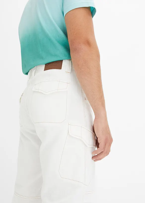Bermuda cargo lunghi elasticizzati in jeans leggeri, relaxed fit, bonprix