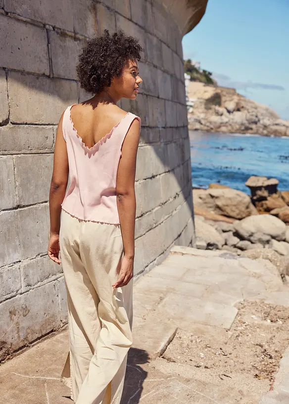 Pantaloni larghi in misto lino, bonprix