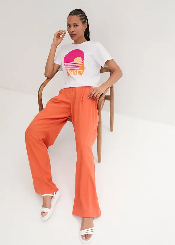 Pantaloni a palazzo in misto lino e viscosa leggero, bonprix