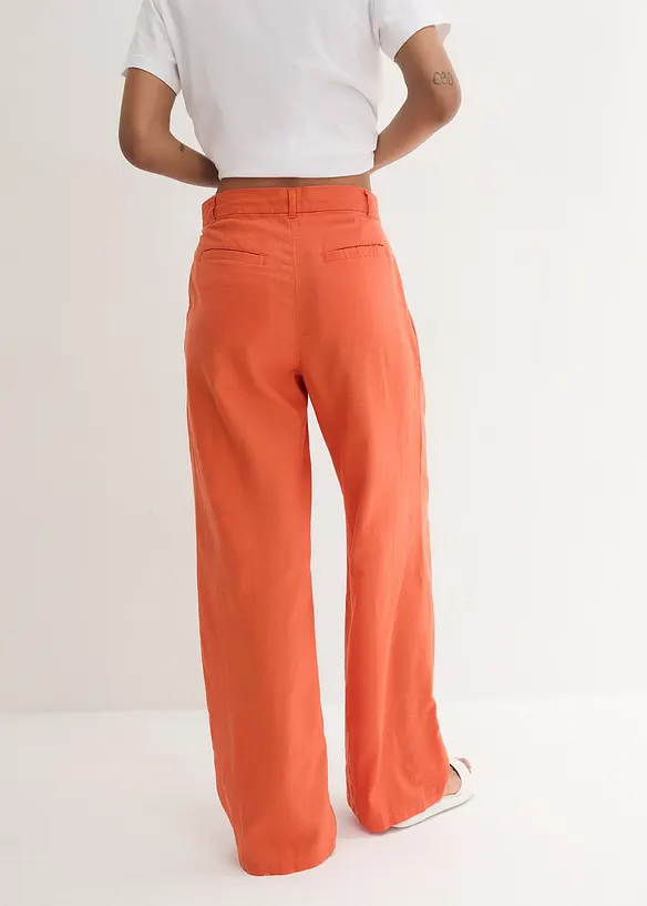 Pantaloni a palazzo in misto lino e viscosa leggero, bonprix