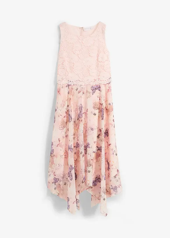 Abito in chiffon con pizzo fine, bonprix
