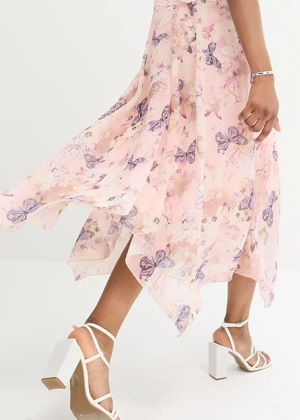 Abito in chiffon con pizzo fine, bonprix