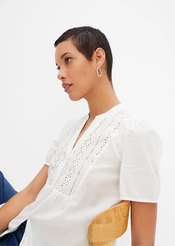 Camicetta con ricami traforati, bonprix