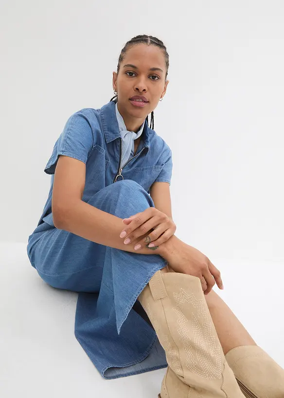 Abito lungo di jeans, bonprix