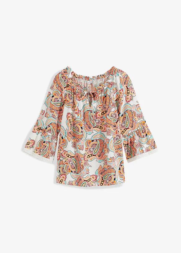 Blusa fantasia con pizzo, bonprix