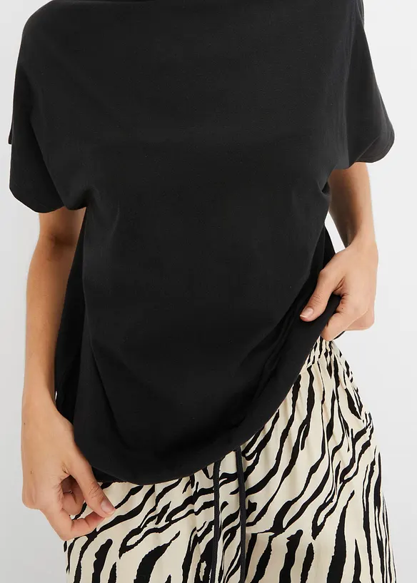Maglia con laccetto da annodare al fondo in misto cotone e viscosa, bonprix