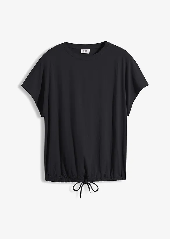 Maglia con laccetto da annodare al fondo in misto cotone e viscosa, bonprix