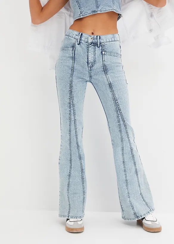 Jeans a zampa a vita alta, bonprix