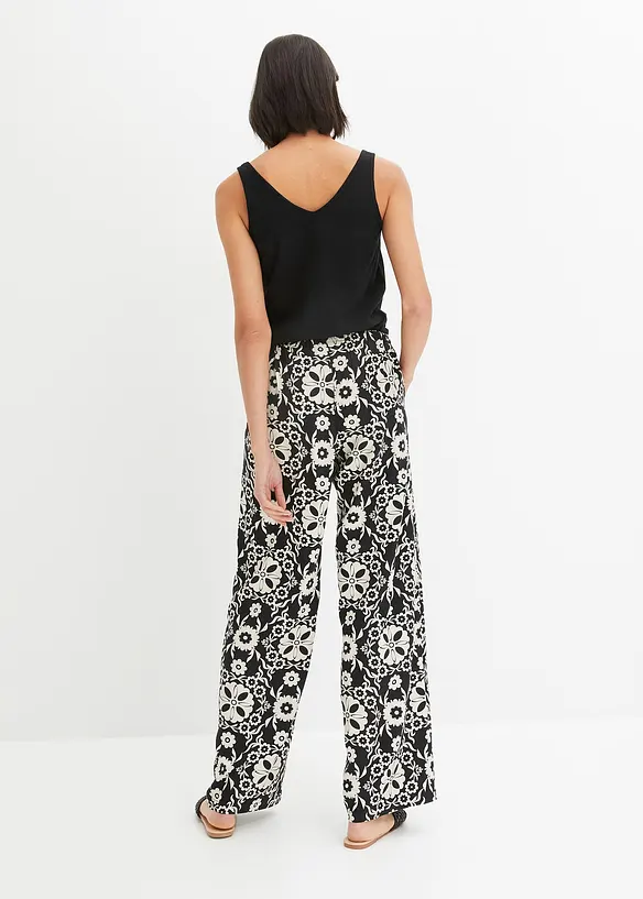 Pantaloni in viscosa fantasia con tasche, bonprix