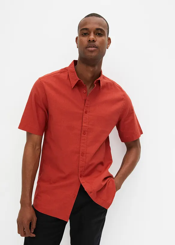 Camicia a maniche corte in fresco misto lino, bonprix