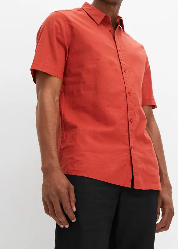 Camicia a maniche corte in fresco misto lino, bonprix