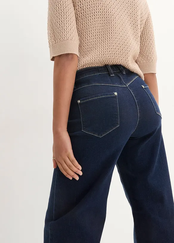 Jeans wide leg con cinta comoda, vita media, bonprix