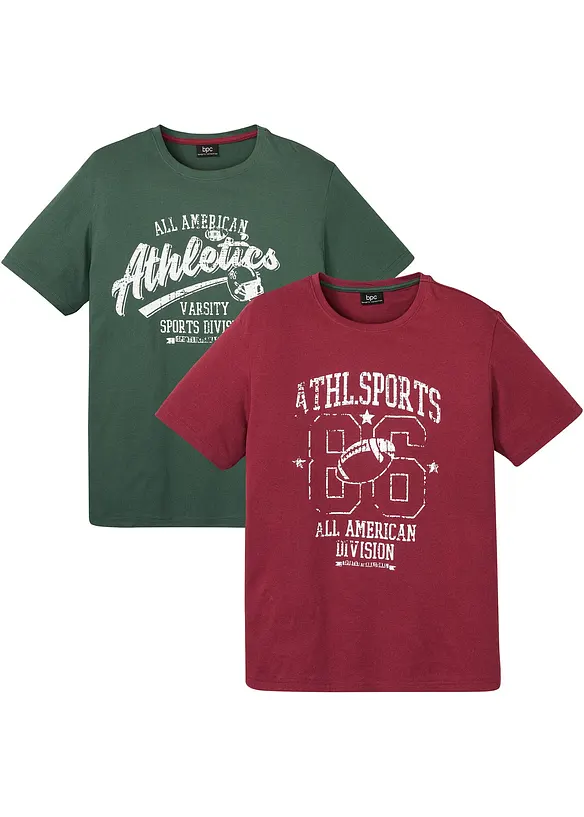 T-shirt con stampa sportiva (pacco da 2), bonprix
