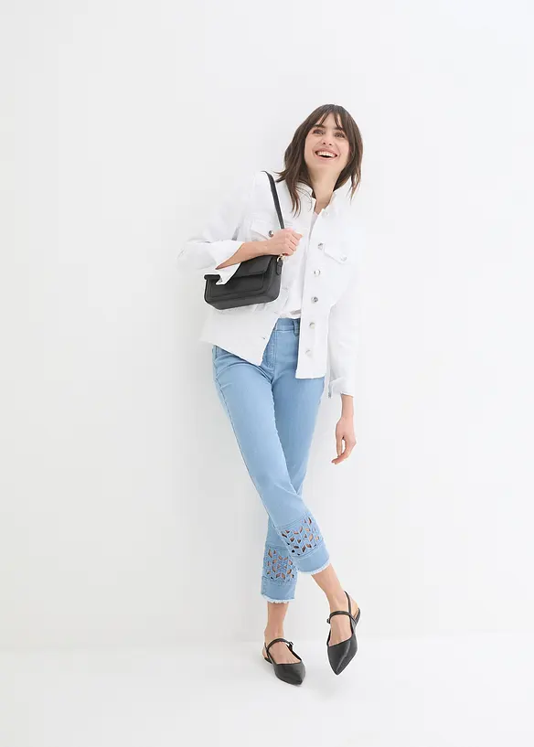 Jeans cropped con ricami, bpc selection