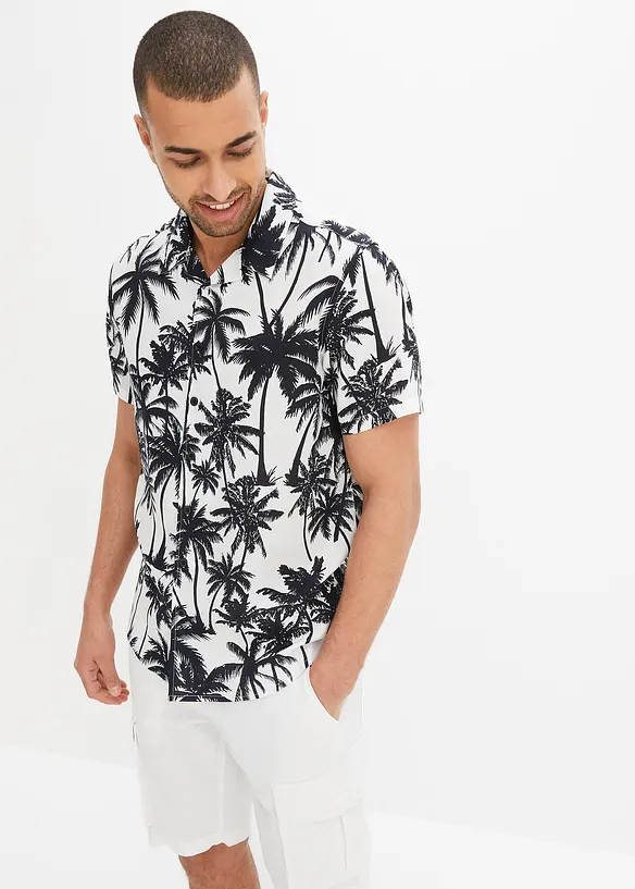 Camicia a maniche corte in viscosa, slim fit, bonprix