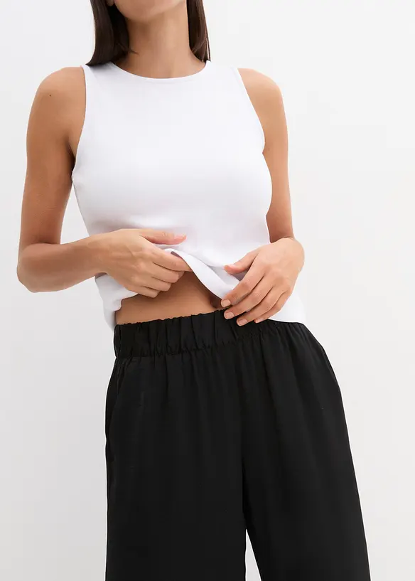 Pantaloni a palazzo leggeri in tessuto strutturato, bonprix