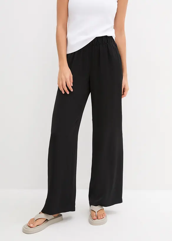 Pantaloni a palazzo leggeri in tessuto strutturato, bonprix