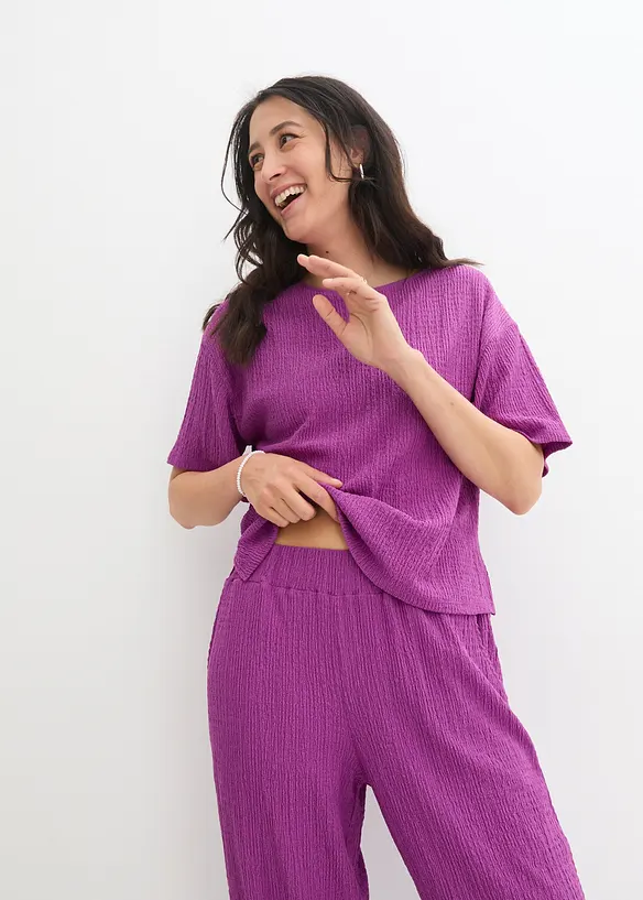 Pantaloni larghi in jersey operato, bonprix