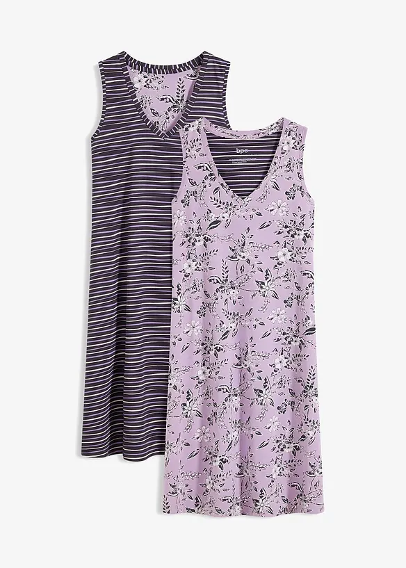 Camicia da notte corta in puro cotone (pacco da 2), bonprix