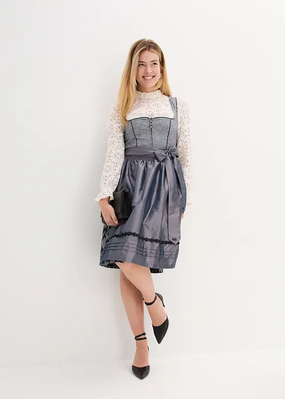 Abito bavarese con jacquard e grembiule (set 2 pezzi), bonprix
