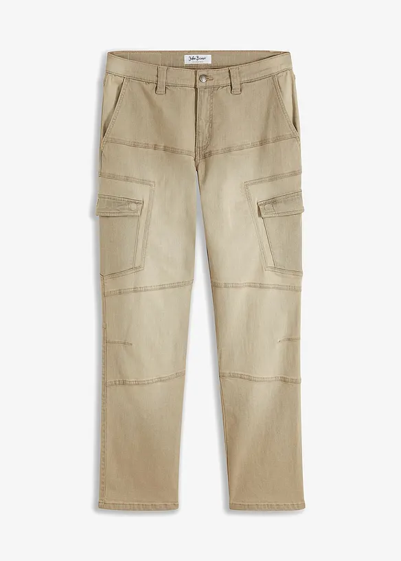 Jeans cargo elasticizzati regular fit, straight, bonprix