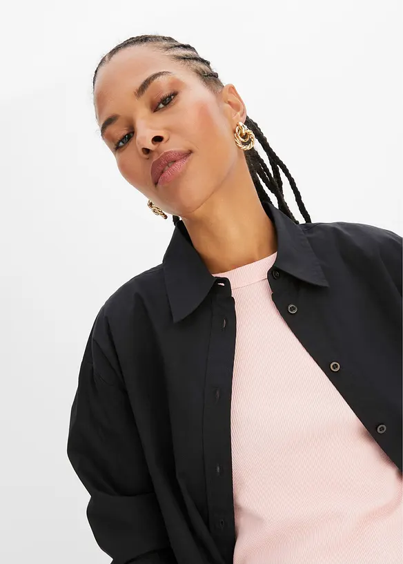 Camicia oversize con bottoni in puro cotone, bonprix