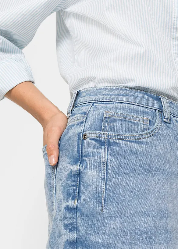 Jeans barrel shape in cotone biologico, vita alta, bonprix
