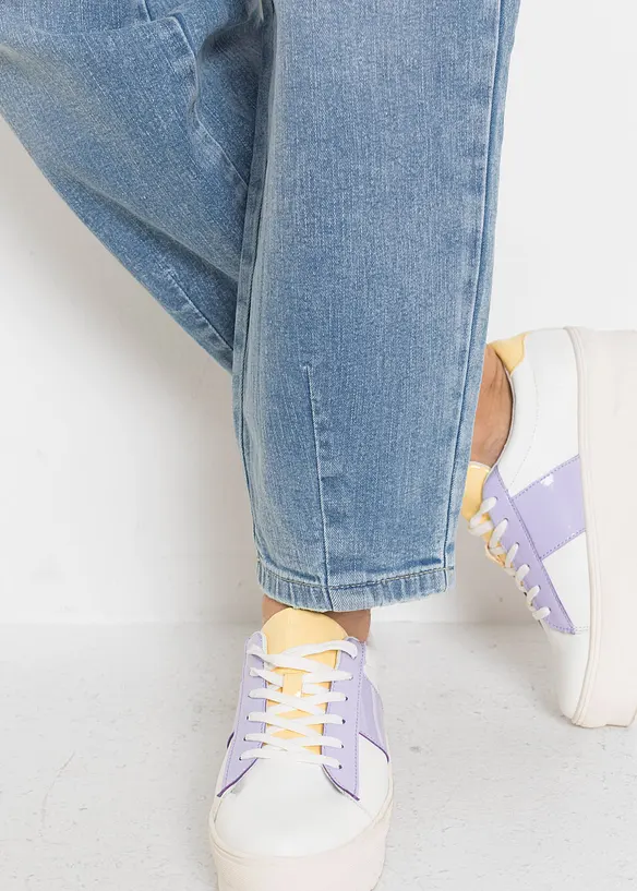 Jeans barrel shape in cotone biologico, vita alta, bonprix