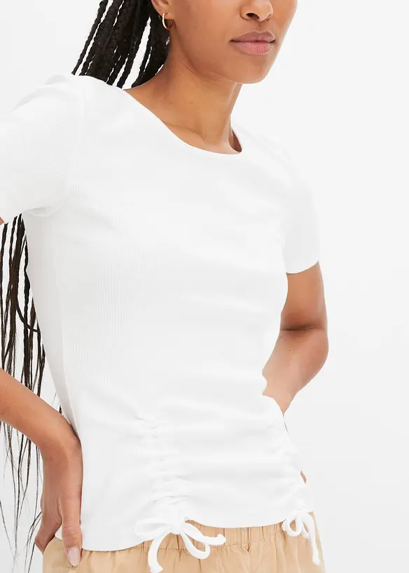 T-shirt a coste in puro cotone biologico, bonprix