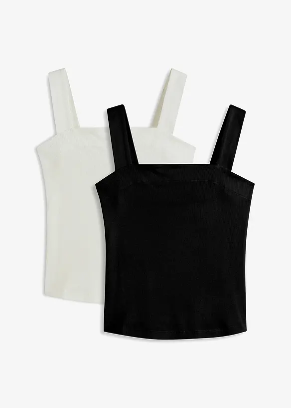 Top a costine in cotone biologico (pacco da 2), bonprix