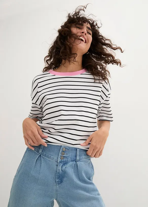 Jeans wide leg con elastico in vita, high waist, bonprix