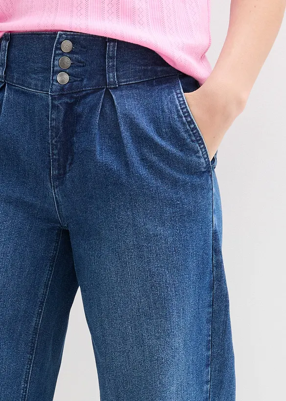 Jeans wide leg con elastico in vita, high waist, bonprix