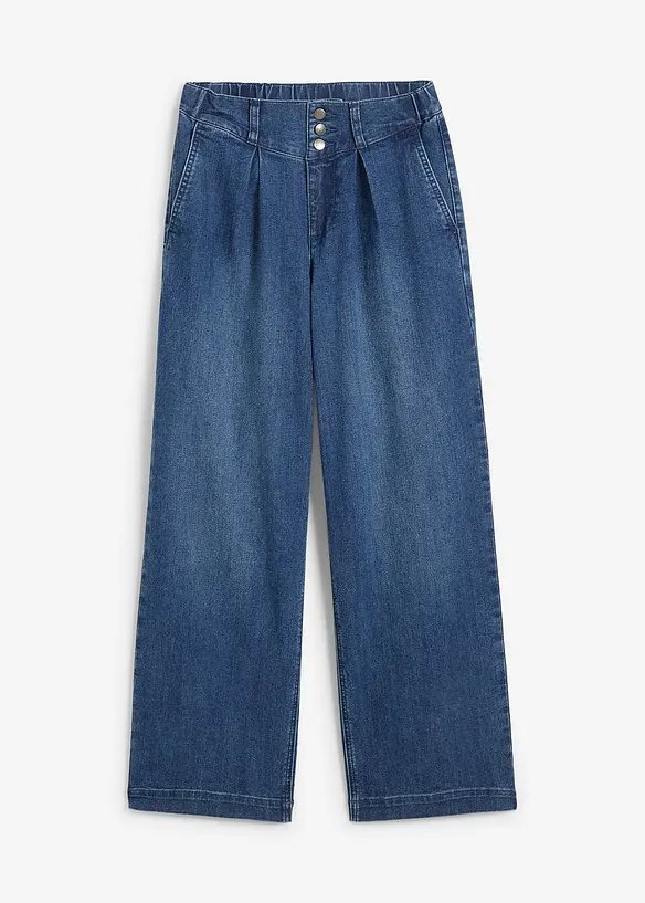 Jeans wide leg con elastico in vita, high waist, bonprix