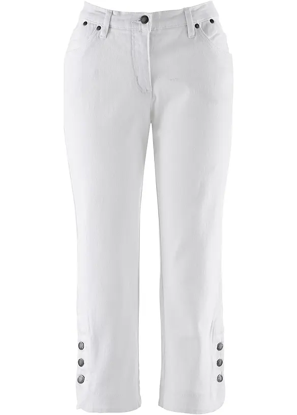Jeans capri, a vita media, bonprix