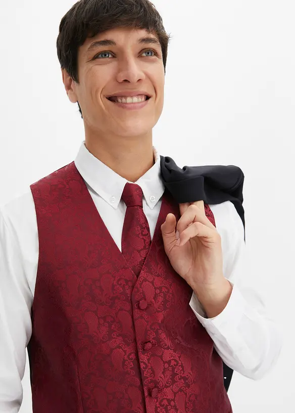 Completo da matrimonio (5 pezzi) giacca, pantaloni, gilet, cravatta, fazzolettino, slim fit, bonprix