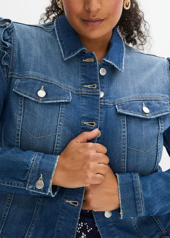 Giacca di jeans con volant, bonprix