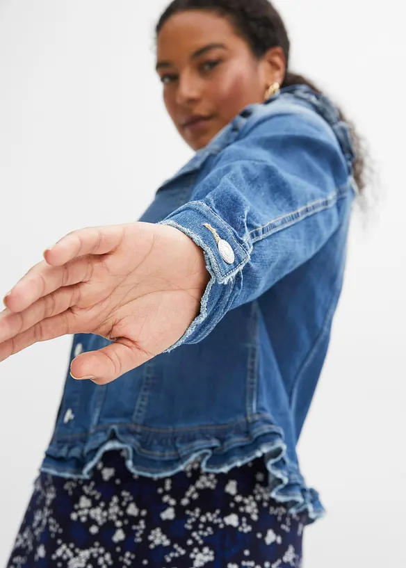 Giacca di jeans con volant, bonprix