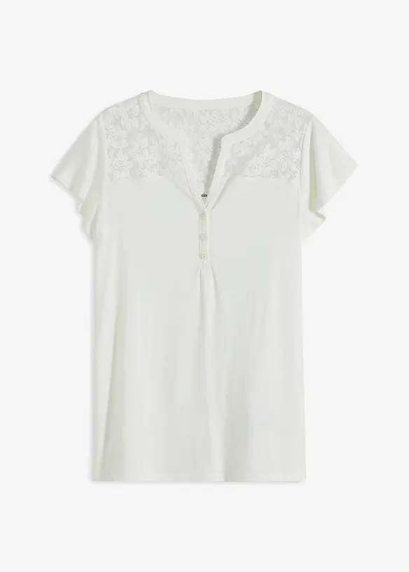 Maglia serafino in misto viscosa, bonprix