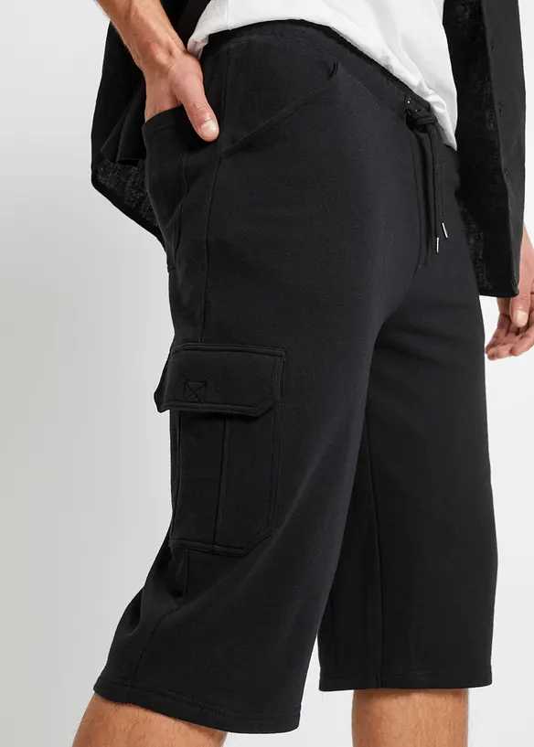 Bermuda lunghi cargo in felpa di puro cotone, regular fit, bonprix
