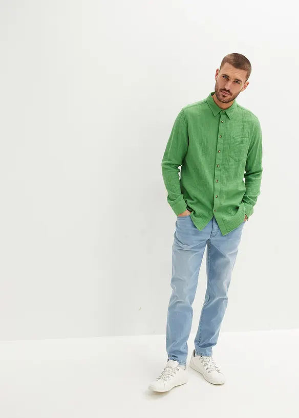 Camicia a maniche lunghe in mussola di puro cotone, bonprix