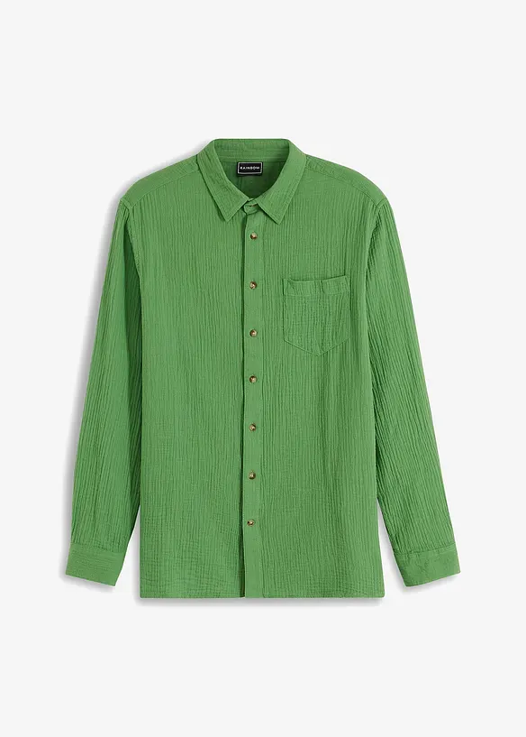 Camicia a maniche lunghe in mussola di puro cotone, bonprix