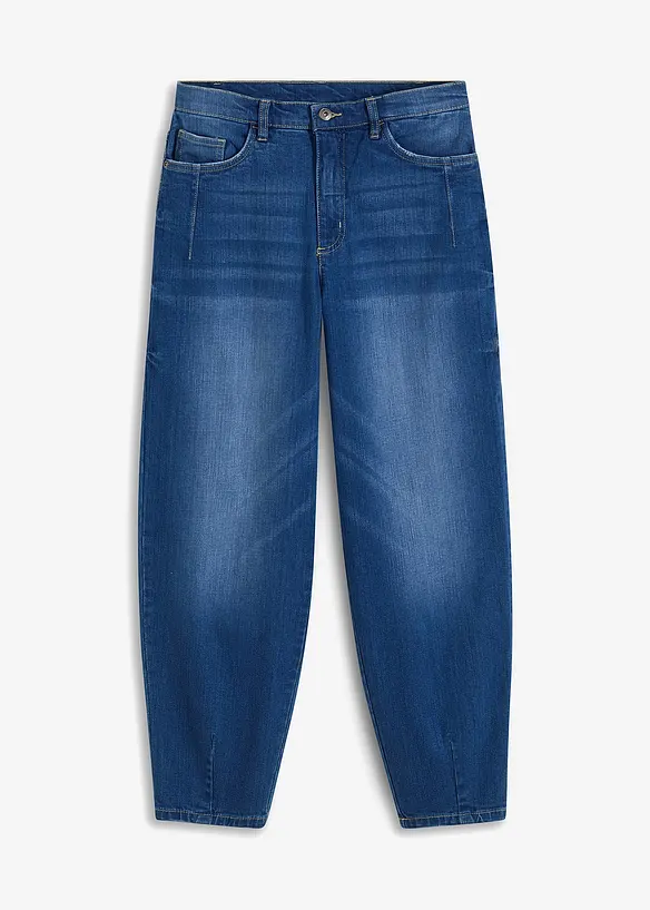 Jeans barrel shape in cotone biologico, vita alta, bonprix