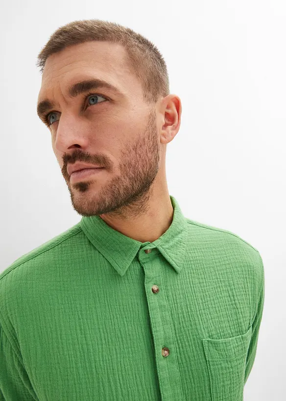 Camicia a maniche lunghe in mussola di puro cotone, bonprix