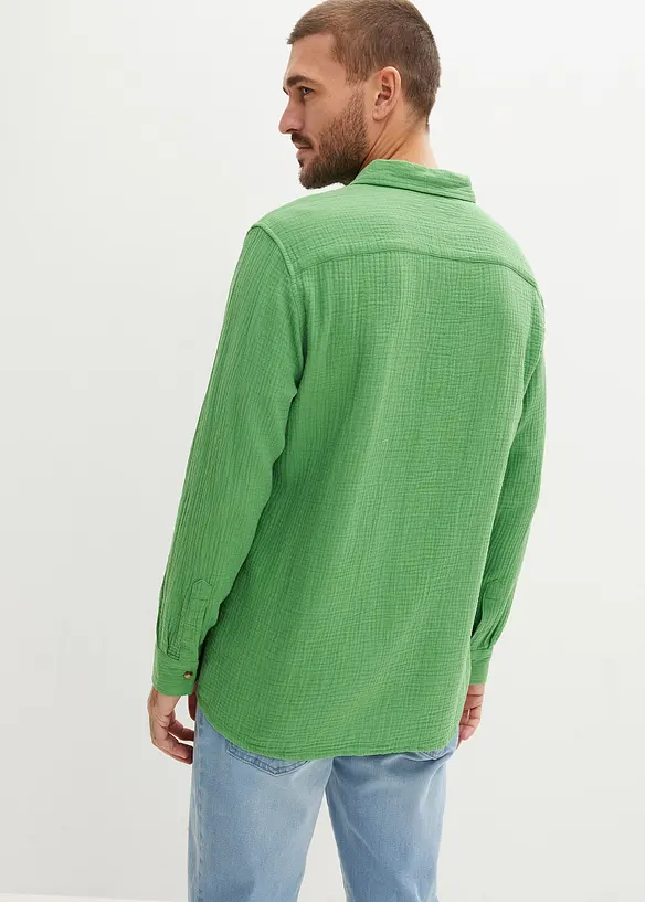 Camicia a maniche lunghe in mussola di puro cotone, bonprix