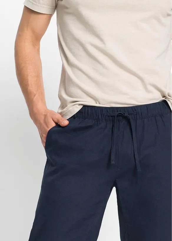 Pantaloni in misto lino con elastico in vita regular fit, straight, bonprix