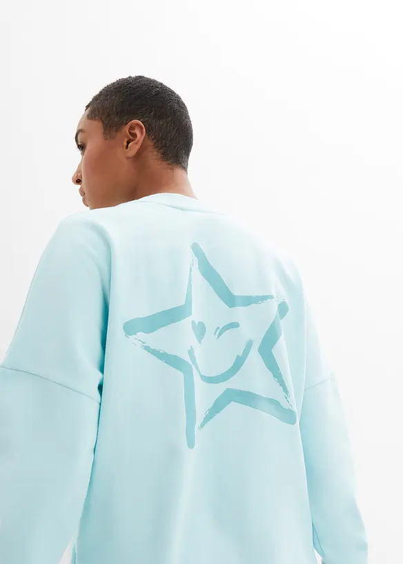 Felpa oversize con bordi colorati in puro cotone, bonprix
