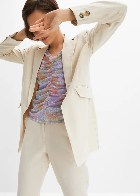 Blazer lungo in misto lino e viscosa, bonprix