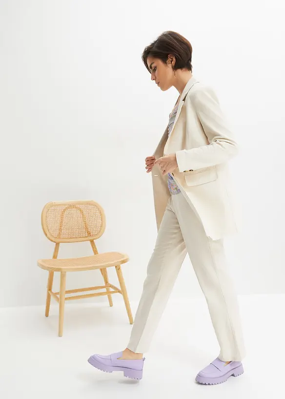 Blazer lungo in misto lino e viscosa, bonprix