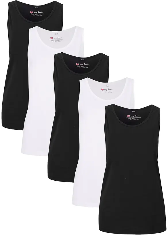 Top lungo in puro cotone (pacco da 5), bonprix